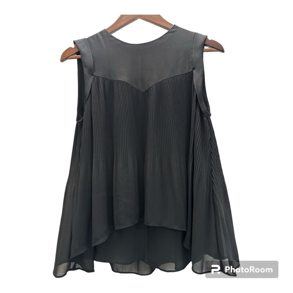 Zara Women’s Top Blouse Pleated Sleeveless Lined Black Small